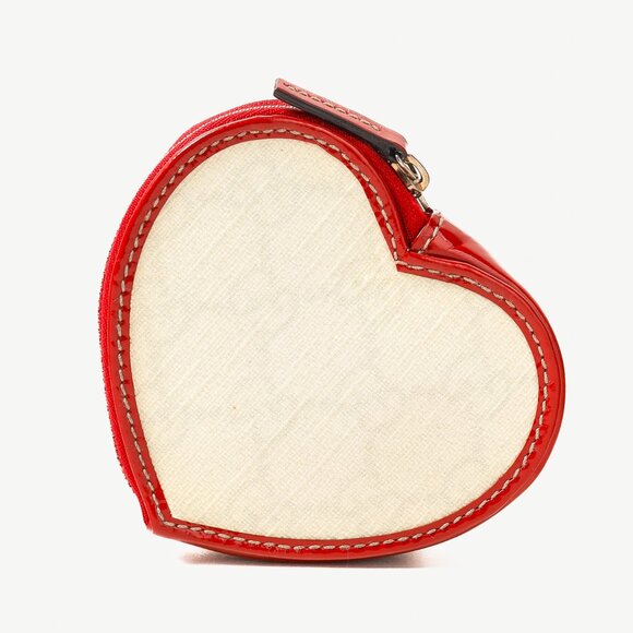 Gucci "Love Gucci" Tattoo Red Patent Leather Heart-Shaped Monogram Coin Purse - Picture 3 of 8
